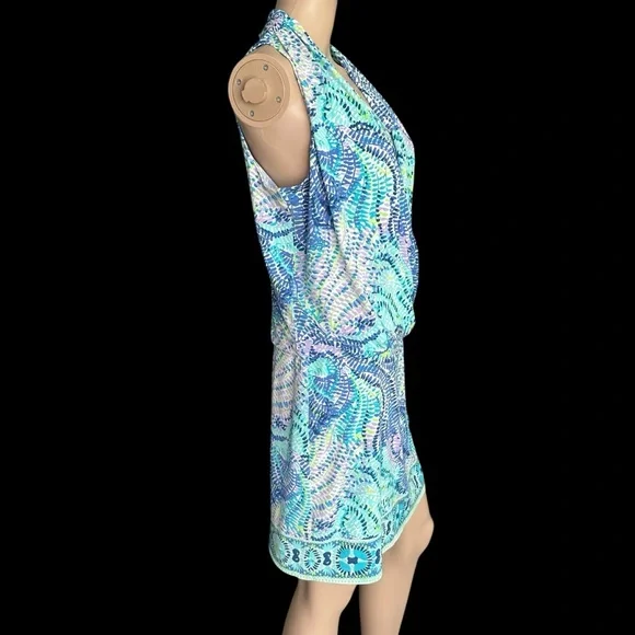 🐬Lilly Pulitzer Felizia Dress In Blue Current Fantasea🐬 - Picture 4 of 9